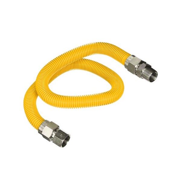 Flextron Gas Line Hose 1/2'' O.D.x72'' Len 3/8" FIPxMIP Fittings Yellow Coated Stainless Steel Flexible FTGC-YC38-72I - main